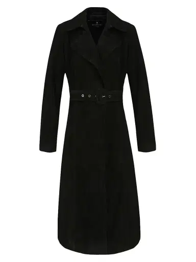Gorski Women's Metis Suede Belted Trench Coat - Black - Size XL | Thumbnail 1 Gorski Women's Metis Suede Belted Trench Coat - Black - Size XL | Thumbnail 1