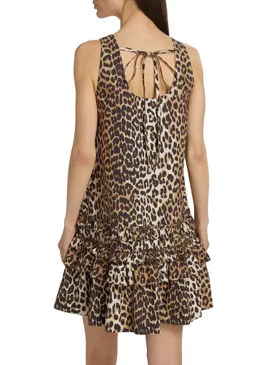 Ganni Women's Leopard-Print Cotton Poplin U-Neck Minidress | Thumbnail 5 Ganni Women's Leopard-Print Cotton Poplin U-Neck Minidress | Thumbnail 5