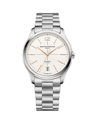 Baume & Mercier Men's Clifton White Stainless Steel Watch/39MM - Stainless Steel | Thumbnail 1 Baume & Mercier Men's Clifton White Stainless Steel Watch/39MM - Stainless Steel | Thumbnail 1