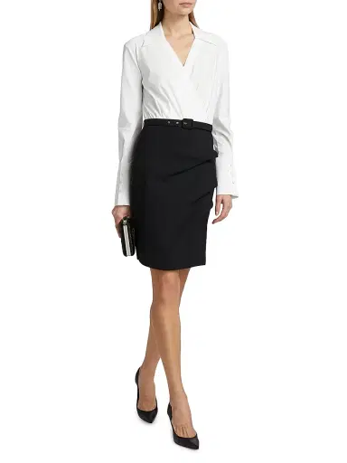 Chiara Boni La Petite Robe Women's Faro Bic Colorblocked Belted Midi-Shirtdress | Thumbnail 2