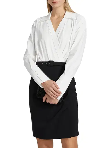 Chiara Boni La Petite Robe Women's Faro Bic Colorblocked Belted Midi-Shirtdress | Thumbnail 3