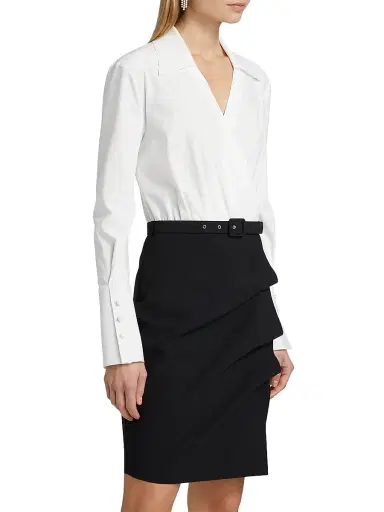 Chiara Boni La Petite Robe Women's Faro Bic Colorblocked Belted Midi-Shirtdress | Thumbnail 4