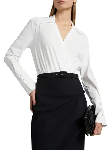 Chiara Boni La Petite Robe Women's Faro Bic Colorblocked Belted Midi-Shirtdress | Thumbnail 6