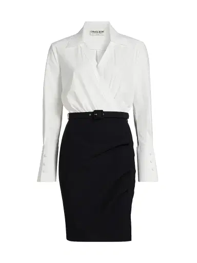 Chiara Boni La Petite Robe Women's Faro Bic Colorblocked Belted Midi-Shirtdress | Thumbnail 1