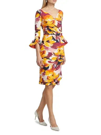 Chiara Boni La Petite Robe Women's Triana Floral Jersey Bell-Sleeve Midi-Dress - Abstract Flower Brown - Size 4 | Thumbnail 2