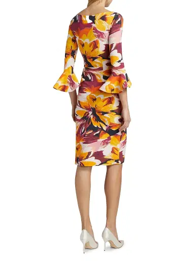 Chiara Boni La Petite Robe Women's Triana Floral Jersey Bell-Sleeve Midi-Dress - Abstract Flower Brown - Size 4 | Thumbnail 5
