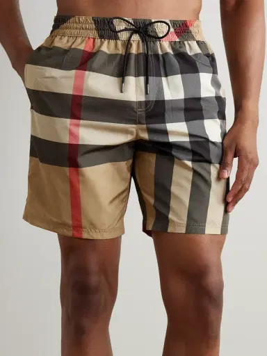 Burberry Straight-Leg Long-Length Checked Swim Shorts - Men | Thumbnail 2