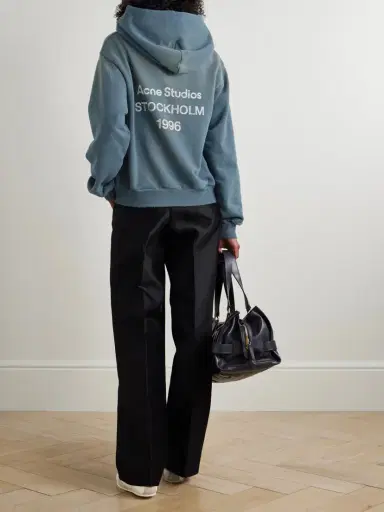 Acne Studios Printed Organic Cotton-blend Jersey Hoodie | Thumbnail 2 Acne Studios Printed Organic Cotton-blend Jersey Hoodie | Thumbnail 2