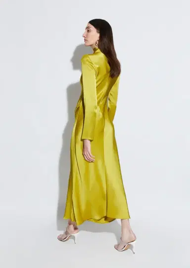 LAPOINTE Satin Bias Tab Dress With Slit | Thumbnail 2 LAPOINTE Satin Bias Tab Dress With Slit | Thumbnail 2