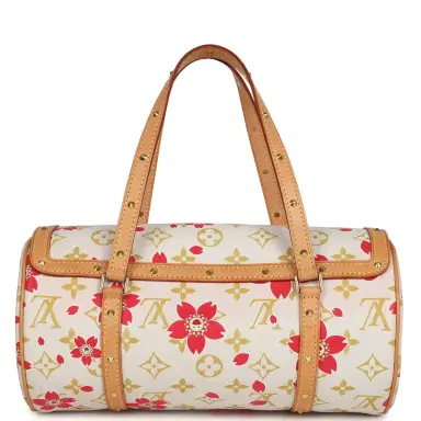 Louis Vuitton Vintage Louis Vuitton X Takashi Murakami Cream and Red Cherry Blossom Papillon Gold Hardware | Thumbnail 4