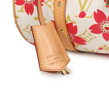 Louis Vuitton Vintage Louis Vuitton X Takashi Murakami Cream and Red Cherry Blossom Papillon Gold Hardware | Thumbnail 6