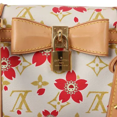 Louis Vuitton Vintage Louis Vuitton X Takashi Murakami Cream and Red Cherry Blossom Papillon Gold Hardware | Thumbnail 7