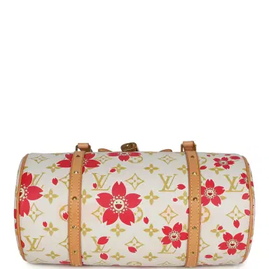 Louis Vuitton Vintage Louis Vuitton X Takashi Murakami Cream and Red Cherry Blossom Papillon Gold Hardware | Thumbnail 8