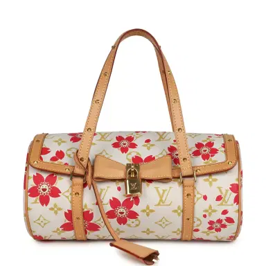 Louis Vuitton Vintage Louis Vuitton X Takashi Murakami Cream and Red Cherry Blossom Papillon Gold Hardware | Thumbnail 1