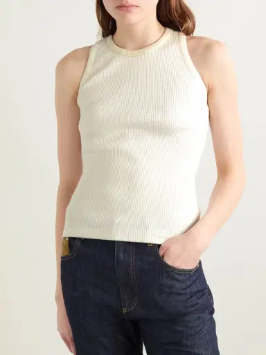 Bottega Veneta Appliquéd Ribbed Cotton-blend Jersey Tank | Thumbnail 2