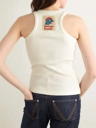 Bottega Veneta Appliquéd Ribbed Cotton-blend Jersey Tank | Thumbnail 3