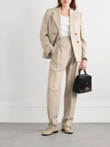 Bottega Veneta Pleated Canvas Tapered Pants | Thumbnail 2