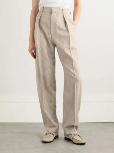 Bottega Veneta Pleated Canvas Tapered Pants | Thumbnail 3