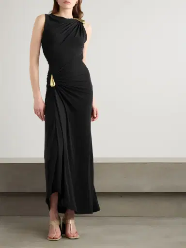 Bottega Veneta Gathered Embellished Crepe-jersey Maxi Dress | Thumbnail 2 Bottega Veneta Gathered Embellished Crepe-jersey Maxi Dress | Thumbnail 2