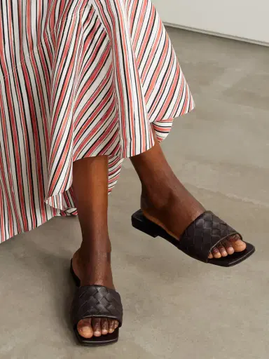 Bottega Veneta Riva Intrecciato Leather Slides | Thumbnail 2