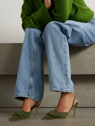 Manolo Blahnik Maysli 70 Buckled Suede Slingback Pumps | Thumbnail 2 Manolo Blahnik Maysli 70 Buckled Suede Slingback Pumps | Thumbnail 2