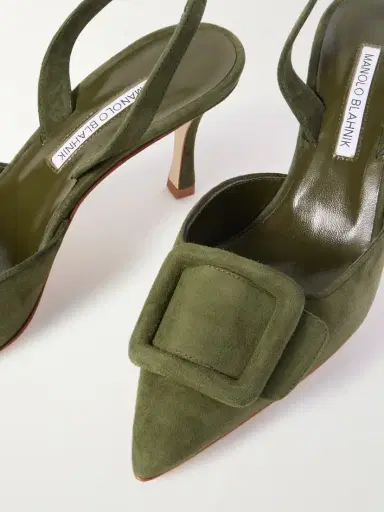Manolo Blahnik Maysli 70 Buckled Suede Slingback Pumps | Thumbnail 4 Manolo Blahnik Maysli 70 Buckled Suede Slingback Pumps | Thumbnail 4