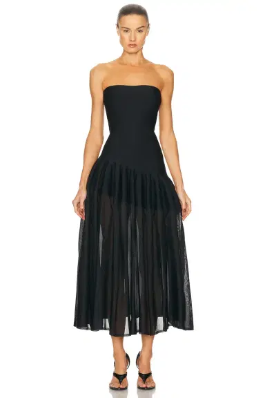 ALAÏA Long Godet Dress | Thumbnail 1 ALAÏA Long Godet Dress | Thumbnail 1