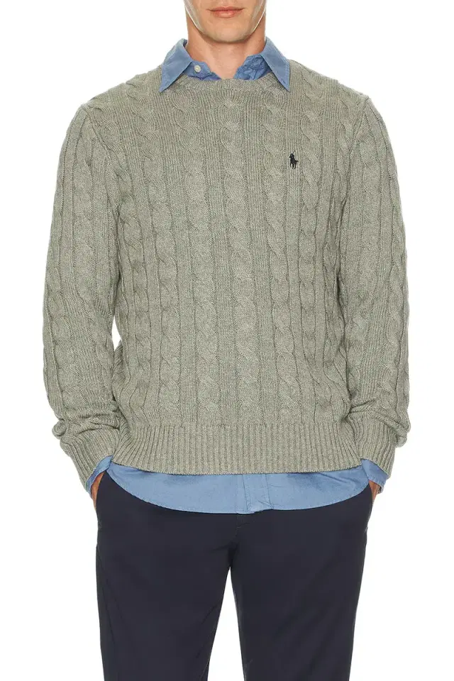 Cotton Cable Knit Crewneck Sweater