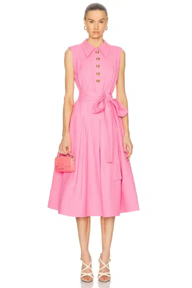 Carolina Herrera Pleated Midi Dress | Thumbnail 1 Carolina Herrera Pleated Midi Dress | Thumbnail 1