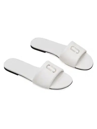 Marc Jacobs Women's The Snapshot Leather Slides - Bright White - Size 5 Sandals | Thumbnail 2