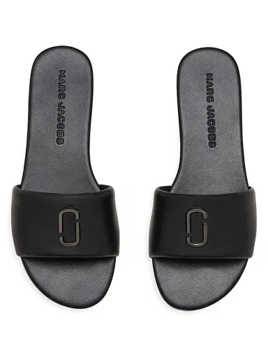 Marc Jacobs Women's The Snapshot Leather Slides - Black - Size 5 Sandals | Thumbnail 3