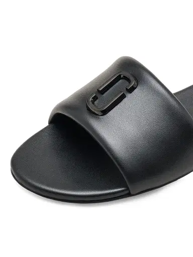 Marc Jacobs Women's The Snapshot Leather Slides - Black - Size 5 Sandals | Thumbnail 4