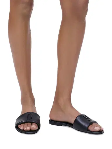 Marc Jacobs Women's The Snapshot Leather Slides - Black - Size 5 Sandals | Thumbnail 5