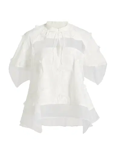 3.1 Phillip Lim Women's Embroidered Cotton Voile & Chiffon Flounce Top - White - Size Large | Thumbnail 1