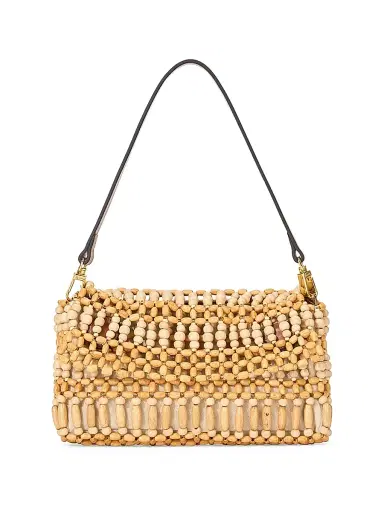 Staud Women's Timmy Wood Beaded Convertible Shoulder Bag - Natural Wood Beads | Thumbnail 1 Staud Women's Timmy Wood Beaded Convertible Shoulder Bag - Natural Wood Beads | Thumbnail 1