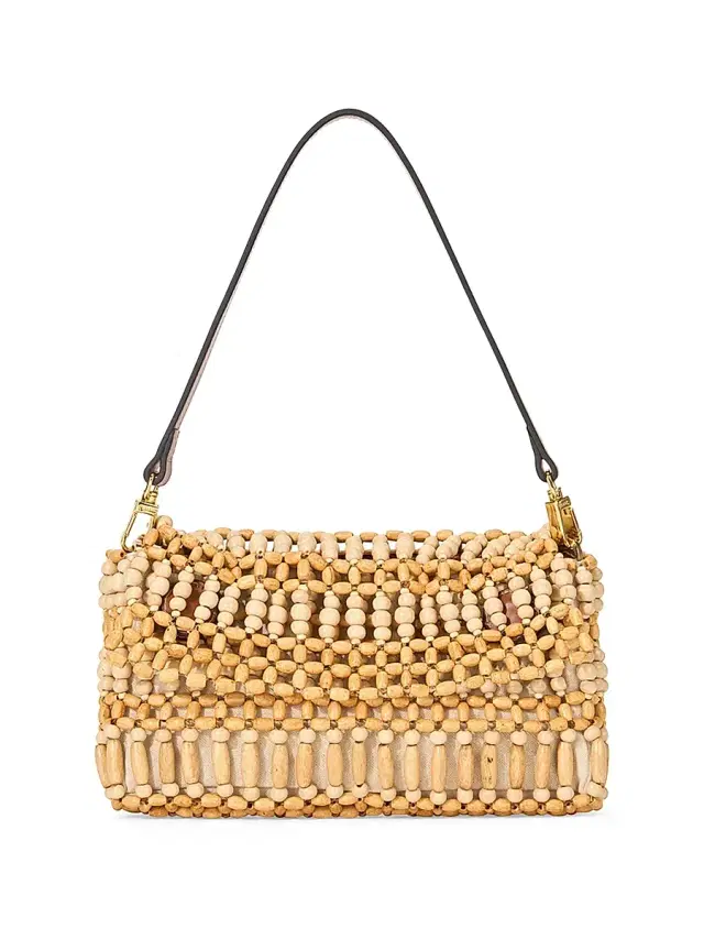 Staud Women's Timmy Wood Beaded Convertible Shoulder Bag - Natural Wood Beads