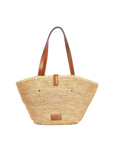 Staud Women's Vista Raffia Tote Bag - Natural And Tan | Thumbnail 3 Staud Women's Vista Raffia Tote Bag - Natural And Tan | Thumbnail 3