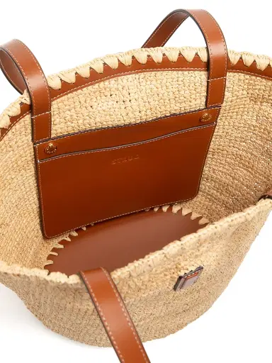 Staud Women's Vista Raffia Tote Bag - Natural And Tan | Thumbnail 4 Staud Women's Vista Raffia Tote Bag - Natural And Tan | Thumbnail 4