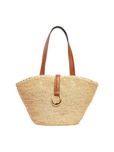 Staud Women's Vista Raffia Tote Bag - Natural And Tan | Thumbnail 1 Staud Women's Vista Raffia Tote Bag - Natural And Tan | Thumbnail 1