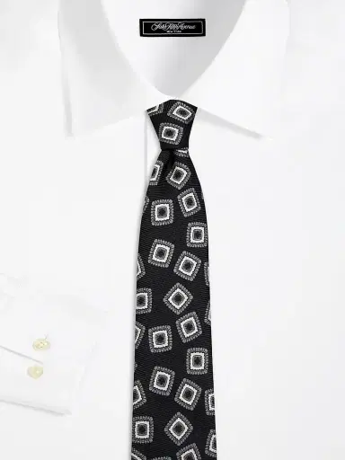 Kiton Men's Geometric Silk Tie - Grey | Thumbnail 2 Kiton Men's Geometric Silk Tie - Grey | Thumbnail 2
