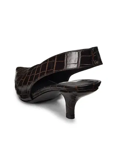 TOTEME Women's 55MM Croc-Embossed Leather Slingback Pumps - Dark Brown - Size 12 | Thumbnail 2 TOTEME Women's 55MM Croc-Embossed Leather Slingback Pumps - Dark Brown - Size 12 | Thumbnail 2