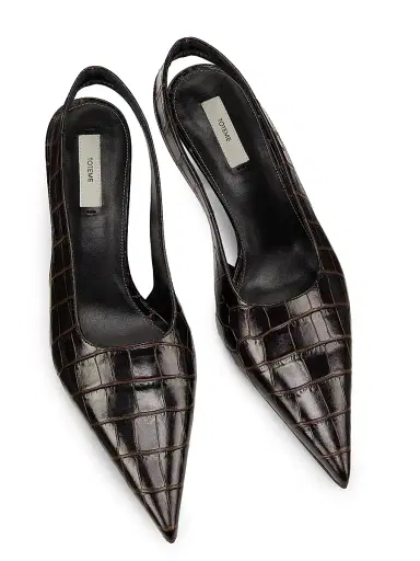 TOTEME Women's 55MM Croc-Embossed Leather Slingback Pumps - Dark Brown - Size 12 | Thumbnail 3 TOTEME Women's 55MM Croc-Embossed Leather Slingback Pumps - Dark Brown - Size 12 | Thumbnail 3