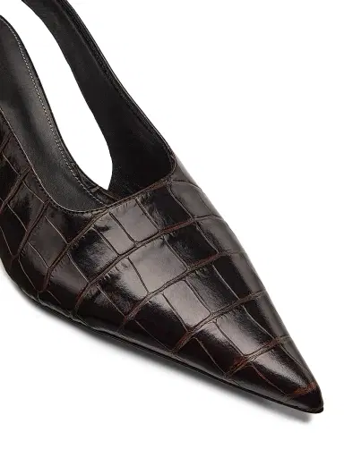 TOTEME Women's 55MM Croc-Embossed Leather Slingback Pumps - Dark Brown - Size 12 | Thumbnail 4 TOTEME Women's 55MM Croc-Embossed Leather Slingback Pumps - Dark Brown - Size 12 | Thumbnail 4