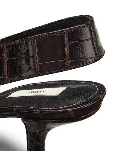 TOTEME Women's 55MM Croc-Embossed Leather Slingback Pumps - Dark Brown - Size 12 | Thumbnail 5 TOTEME Women's 55MM Croc-Embossed Leather Slingback Pumps - Dark Brown - Size 12 | Thumbnail 5