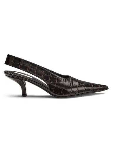 TOTEME Women's 55MM Croc-Embossed Leather Slingback Pumps - Dark Brown - Size 12 | Thumbnail 1 TOTEME Women's 55MM Croc-Embossed Leather Slingback Pumps - Dark Brown - Size 12 | Thumbnail 1