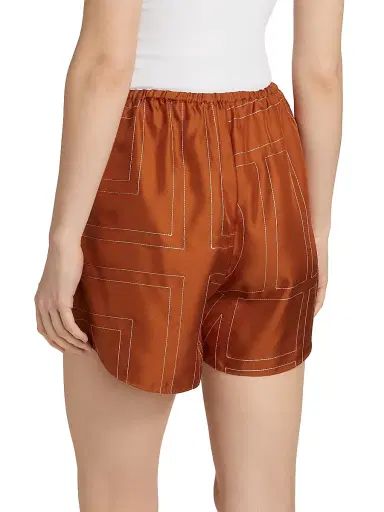 TOTEME Women's Monogram Silk Pajama-Inspired Shorts - Terracotta - Size 10 | Thumbnail 5