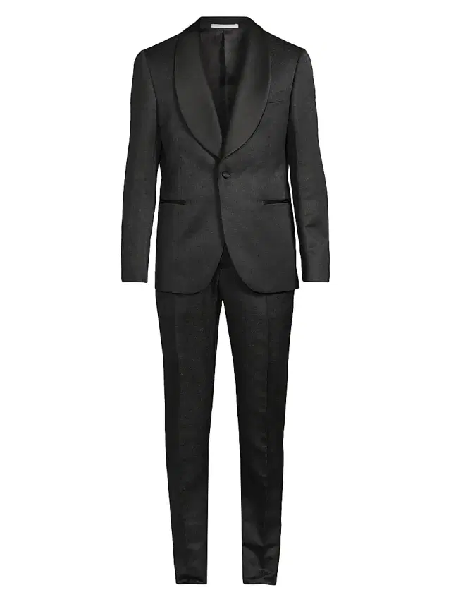 Pal Zileri Men's Shawl Lapel Tailored Wool Tuxedo - Black