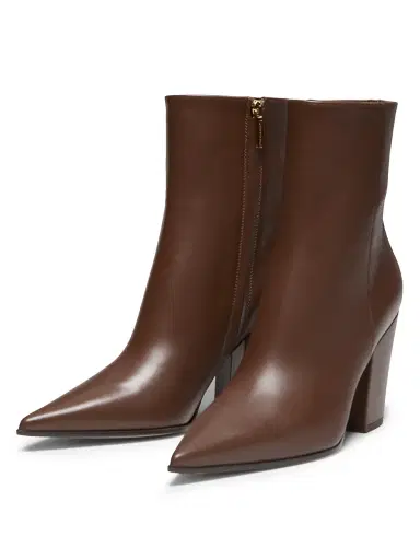 Gianvito Rossi Women's Keinna 85MM Leather Block-Heel Booties - Brown - Size 12 | Thumbnail 2