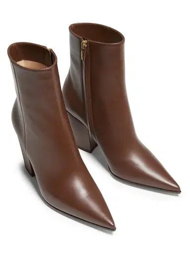 Gianvito Rossi Women's Keinna 85MM Leather Block-Heel Booties - Brown - Size 12 | Thumbnail 4