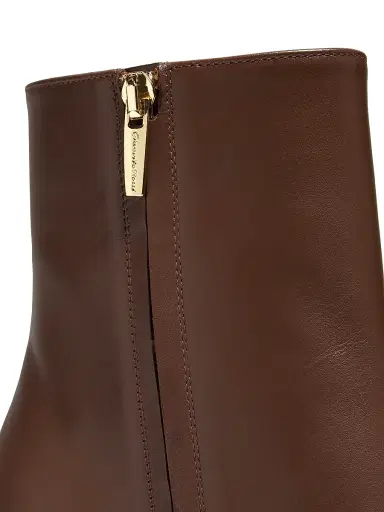 Gianvito Rossi Women's Keinna 85MM Leather Block-Heel Booties - Brown - Size 12 | Thumbnail 6